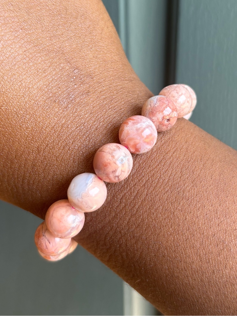 Cotton Candy Agate Crystal Bracelet 12.5mm - Picture 5 of 11